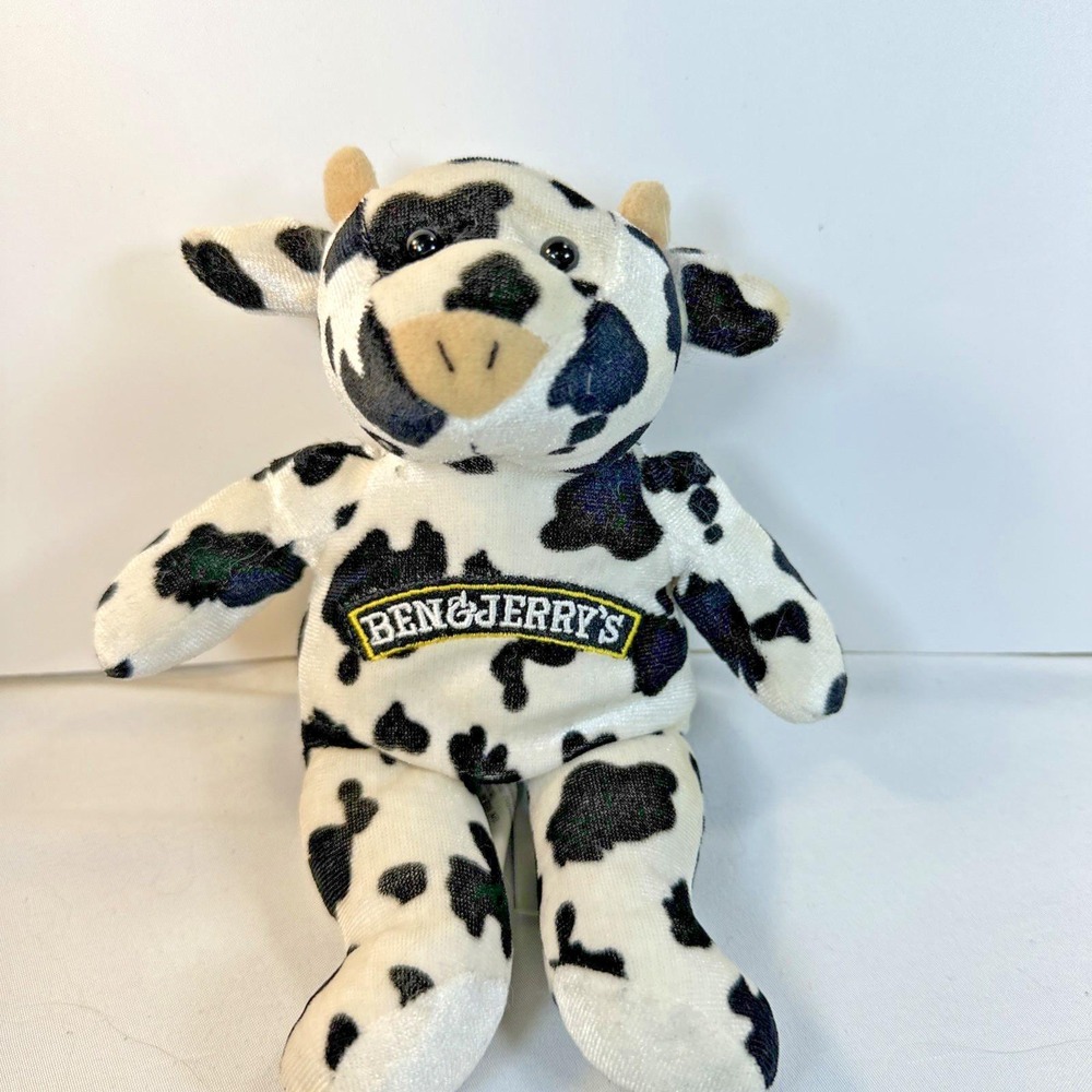 Vintage Ben & Jerry's Ice Cream Dairy Cow Bean Bag Mary Meyer Plush Toy Doll 8"